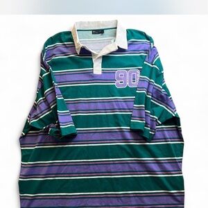 ASOS Green and Purple Striped Polo Shirt